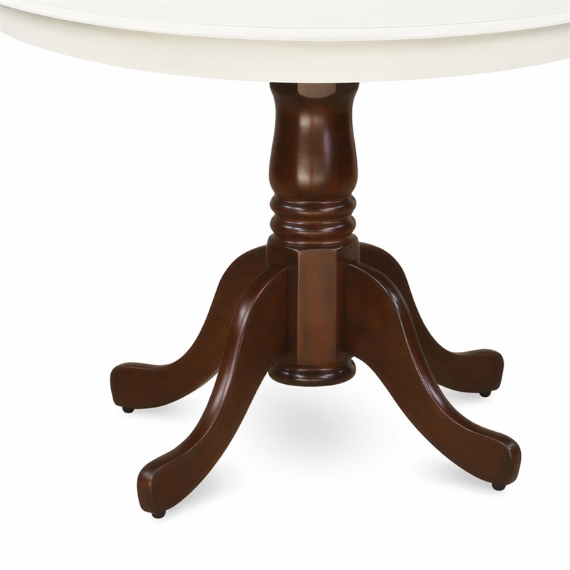 Pemberly Row Hartland Round Wood Dining Table in Cappuccino/White