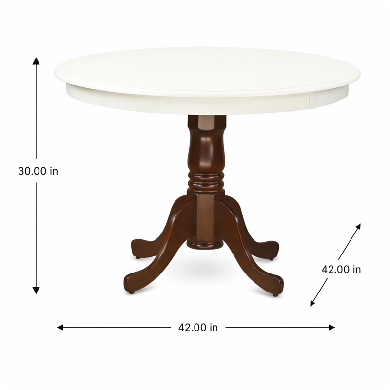 Pemberly Row Hartland Round Wood Dining Table in Cappuccino/White