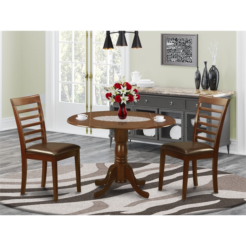 Pemberly Row Dublin Wood Dining Set with Faux Leather Seat in Mahogany