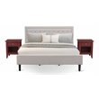 Pemberly Row 3-Piece Upholstered King Bedroom Set in Mist Beige/Burgundy
