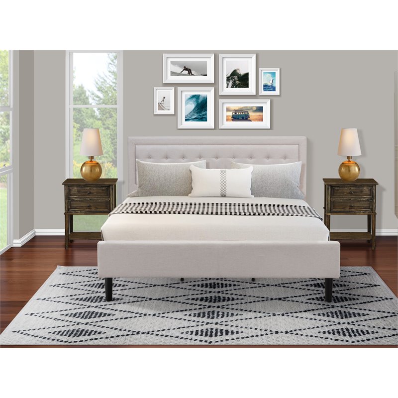 Pemberly Row 3-Piece Upholstered King Bedroom Set in Mist Beige/Jacobean