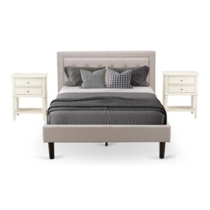 Pemberly Row 3-Piece Upholstered King Bedroom Set in Mist Beige/Cream