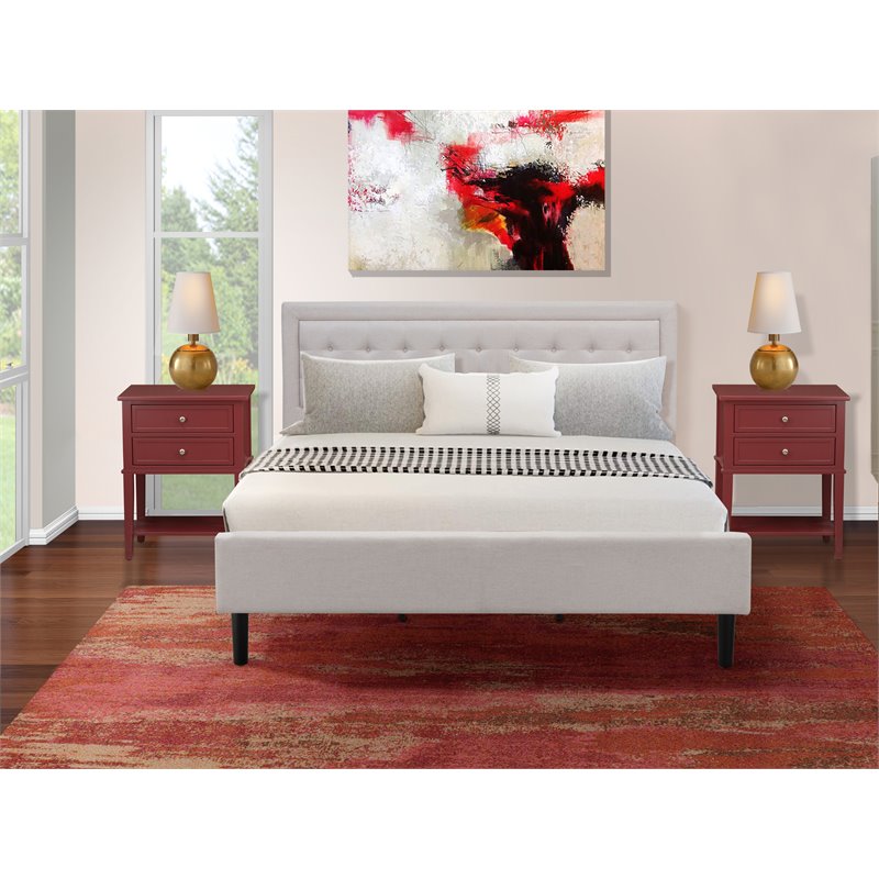 Pemberly Row 3-Piece Upholstered King Bedroom Set in Mist Beige/Black