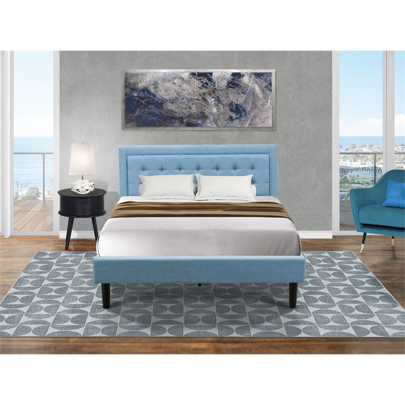 Pemberly Row 2-Piece Queen Bedroom Set with Fabric Platform Bed and Nightstand