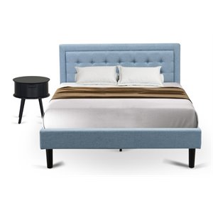 Pemberly Row 2-Piece Queen Bedroom Set with Fabric Platform Bed and Nightstand