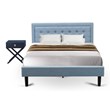 Pemberly Row 2-Piece Queen Bedroom Set with Fabric Bed in Denim Blue