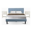 Pemberly Row 3-Piece Wood Queen Bedroom Set in Denim Blue Fabric
