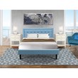 Pemberly Row 3-Piece Wood Queen Bedroom Set in Denim Blue Fabric
