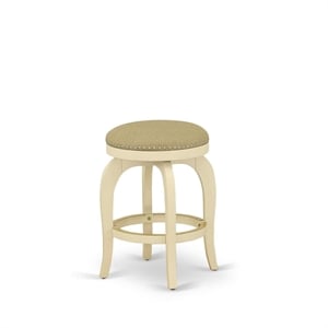Pemberly Row 24-Inch Backless Wooden Swivel Bar Stool in Linen White
