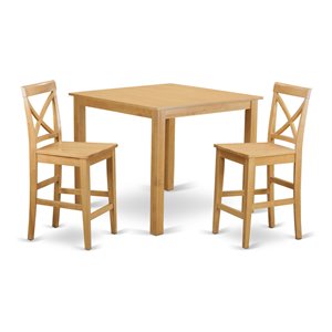Pemberly Row 3-Piece Wooden Counter Height Dining Set in Oak Finish