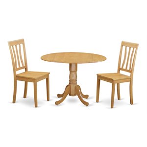 Pemberly Row 3-Piece Wood Dining Table Set in Oak Finish