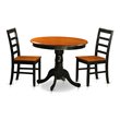 Pemberly Row 3-Piece Dining Set Wood Chairs in Cherry/Black Finish