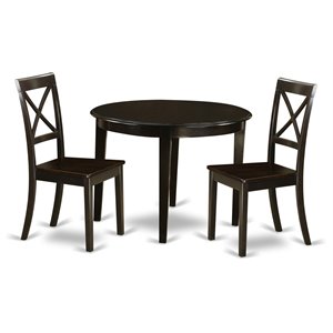 Pemberly Row 3-Piece Wood Round Kitchen Table Set in Cappuccino Finish