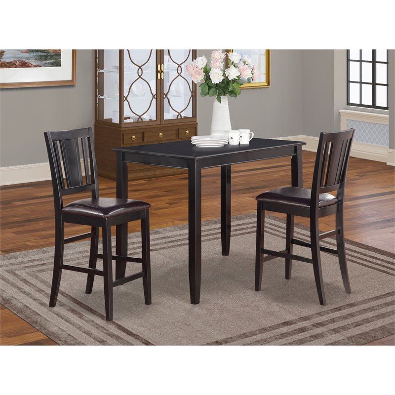 Pemberly Row Buckland 3-Piece Counter Height Dining Table Set in Black