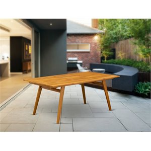 Pemberly Row Traditional Wood Patio Dining Table in Natural Oil