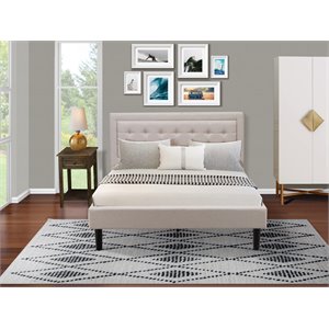 Pemberly Row 2-Piece Platform Bedroom Set in Mist Beige and Jacobean