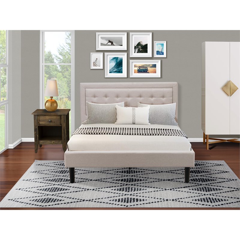 Pemberly Row 2-Piece Wood Queen Bedroom Set in Beige and Jacobean
