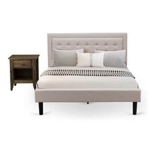 Pemberly Row 2-Piece Wood Queen Bedroom Set in Beige and Jacobean