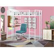 Pemberly Row Metal Twin Loft Bed with Desk in White Finish