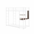 Pemberly Row Metal Twin Loft Bed with Desk in White Finish