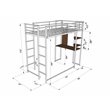 Pemberly Row Metal Twin Loft Bed with Desk in White Finish