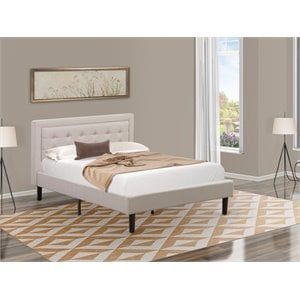 Pemberly Row Full Size Panel Bed in Mist Beige Upholstered Engineered Wood