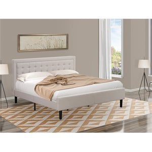 Pemberly Row King Size Upholstered Panel Bed in Mist Beige Engineered Wood