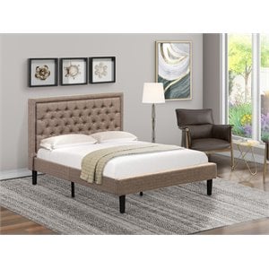 Pemberly Row Wood and Fabric Full Size Bed in Khaki Brown