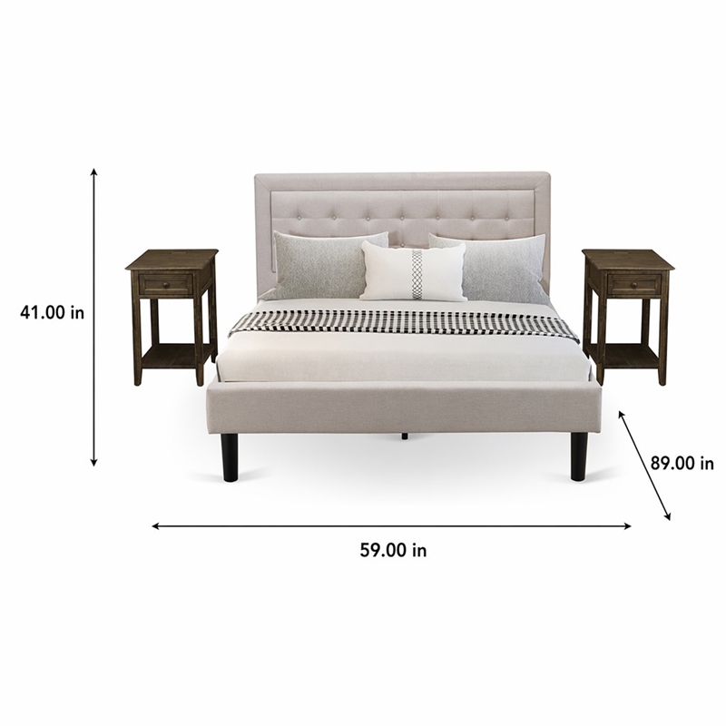 Pemberly Row 3-piece Wood Queen Bedroom Set in Mist Beige