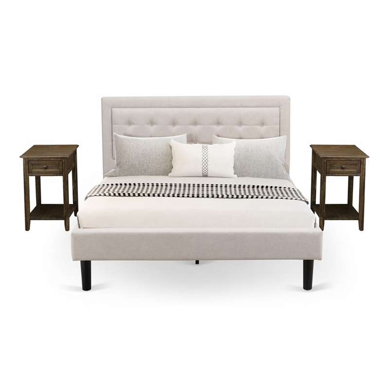 Pemberly Row 3-piece Wood Queen Bedroom Set in Mist Beige