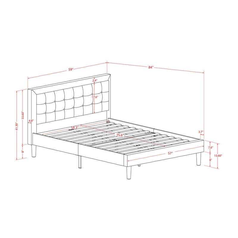 Pemberly Row 2-Piece Wood Full Bedroom Set in Denim Blue Fabric