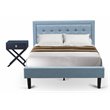 Pemberly Row 2-Piece Wood Full Bedroom Set in Denim Blue Fabric