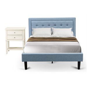 Pemberly Row 2-Piece Wood Full Bedroom Set in Denim Blue and Cream