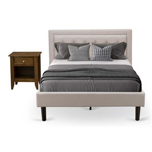 Pemberly Row 2-Piece Fabric Full Bedroom Set in Mist Beige and Black
