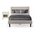Pemberly Row 2-Piece Fabric Full Bedroom Set in Mist Beige and Walnut