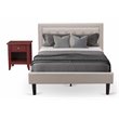 Pemberly Row 2-Piece Fabric Full Bedroom Set in Mist Beige and Burgundy