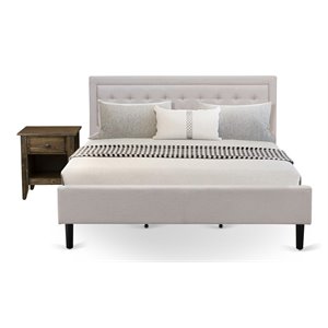 Pemberly Row 2-Piece Wood King Bedroom Set in Mist Beige and Black