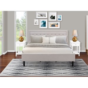 Pemberly Row 3-Piece King Bedroom Set in Mist Beige and Jacobean Finish