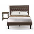 Pemberly Row 2-Piece Wood Full Bedroom Set with Fabric Headboard Brown