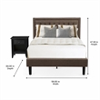 Pemberly Row 2-Piece Full Bedroom Set Fabric Headboard Brown Jacobean