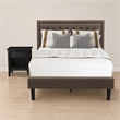 Pemberly Row 2-Piece Full Bedroom Set Fabric Headboard Brown Jacobean