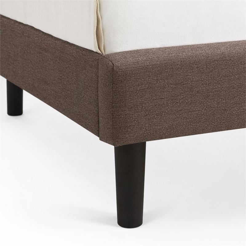 Pemberly Row 2-Piece Full Bedroom Set Fabric Headboard Brown Jacobean