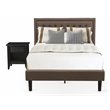 Pemberly Row 2-Piece Full Bedroom Set Fabric Headboard Brown Jacobean