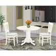 Pemberly Row Shelton 3-Piece Wood Dining Set with Linen Seat in White