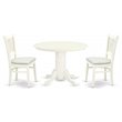 Pemberly Row Shelton 3-Piece Wood Dining Set with Linen Seat in White