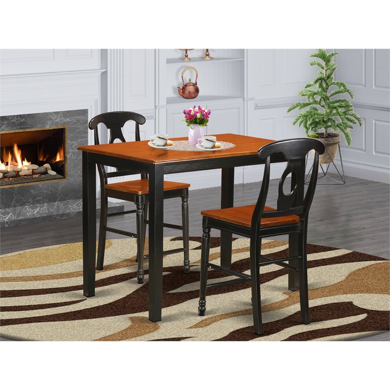 Pemberly Row Yarmouth 3-Piece Wood Dining Room Set in Black/Cherry
