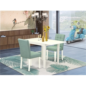 Pemberly Row 3-Piece Dining Table Set in Linen White/Willow Green