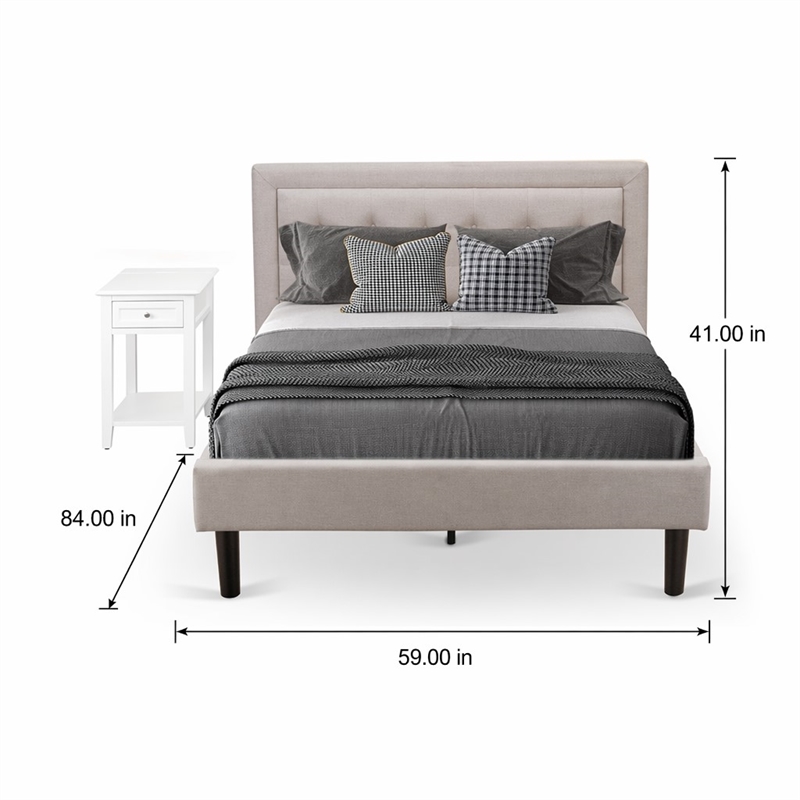 Pemberly Row 2-Piece Full Bedroom Set with Mist Beige Fabric Upholstery