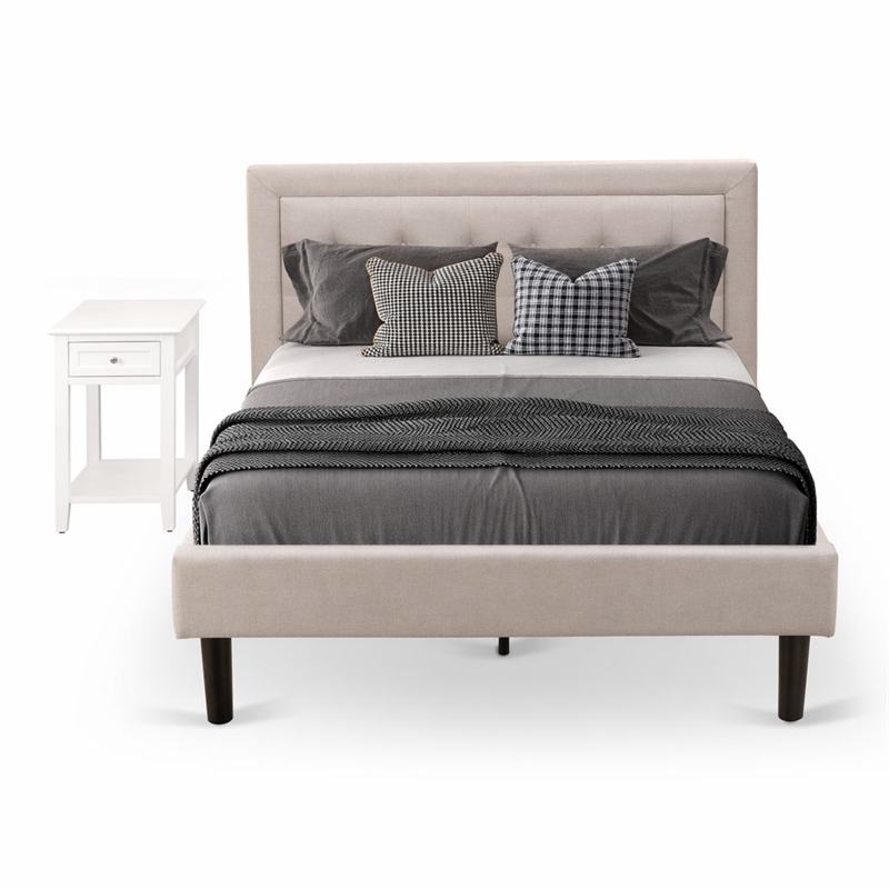 Pemberly Row 2-Piece Full Bedroom Set with Mist Beige Fabric Upholstery