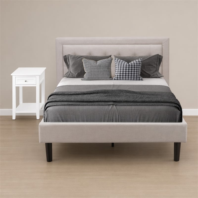 Pemberly Row 2-Piece Full Bedroom Set with Mist Beige Fabric Upholstery